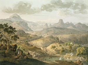 ダニエルハヴェル（1785-1826）1809（アクアチント）によって彫刻された、アビシニアのアセリアの村の近くの景色